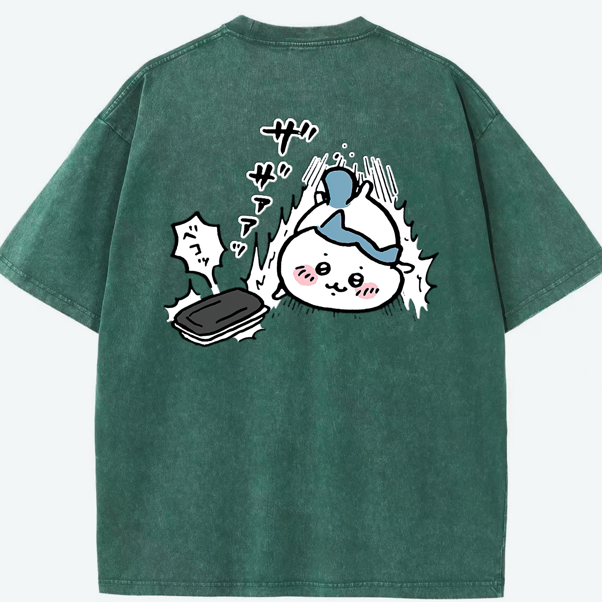（画像用） ちいかわ ハチワレ Chii-kawa hachiware 綿100% ヴィンテージ風 半袖Tシャツ（背面プリント）